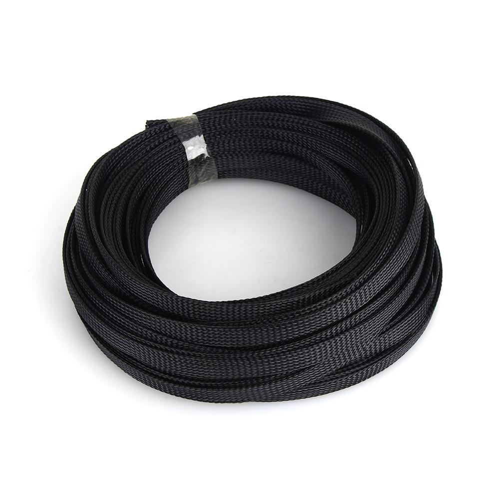 Black 6mm Expandable Braided PET Sleeving Cable High Densely 10m
