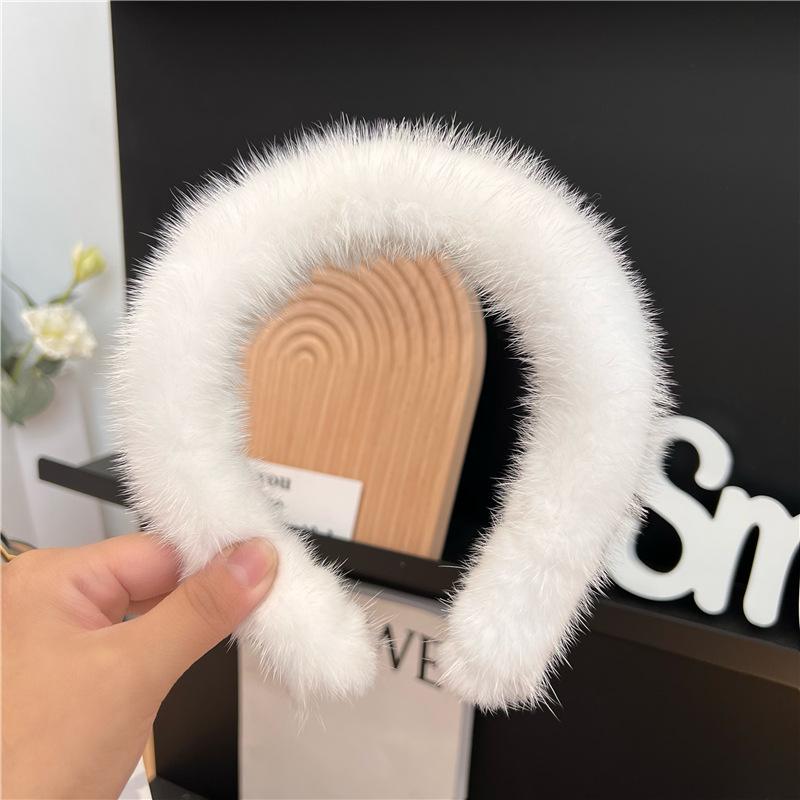 Hot Sale Women Luxury Winter  Mink Fur Headbands High Quality Real Fur Hair Band Lady Fashion Hair Hoop Furry Gift