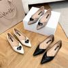 318-5 Pointed Single Shoes Women's Small Fragrant Wind One-pedal Ladyshoes Large Size Low-heeled Lo Flat Shoes
