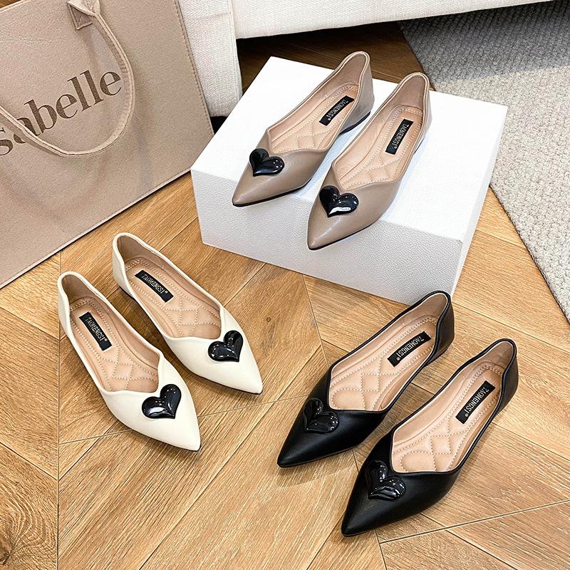 318-5 Pointed Single Shoes Women's Small Fragrant Wind One-pedal Ladyshoes Large Size Low-heeled Lo Flat Shoes