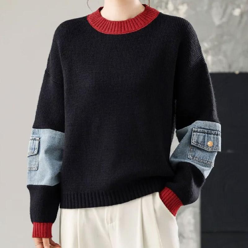 Sweater for Women Autumn Winter Thickened Pullover Warm Knitted Stretchy Long Sleeve Oversize Jumper Tops