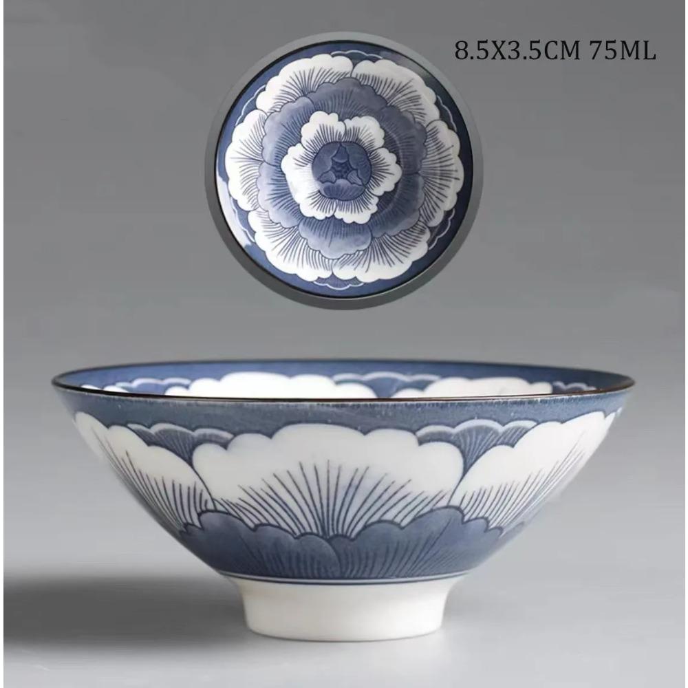 Retro Chinese Ceramic Tea Set Tea Set Small Tea Cup Single Cup Blue and White Porcelain Cup Chazhan Personal Cup Bowl Master Cup