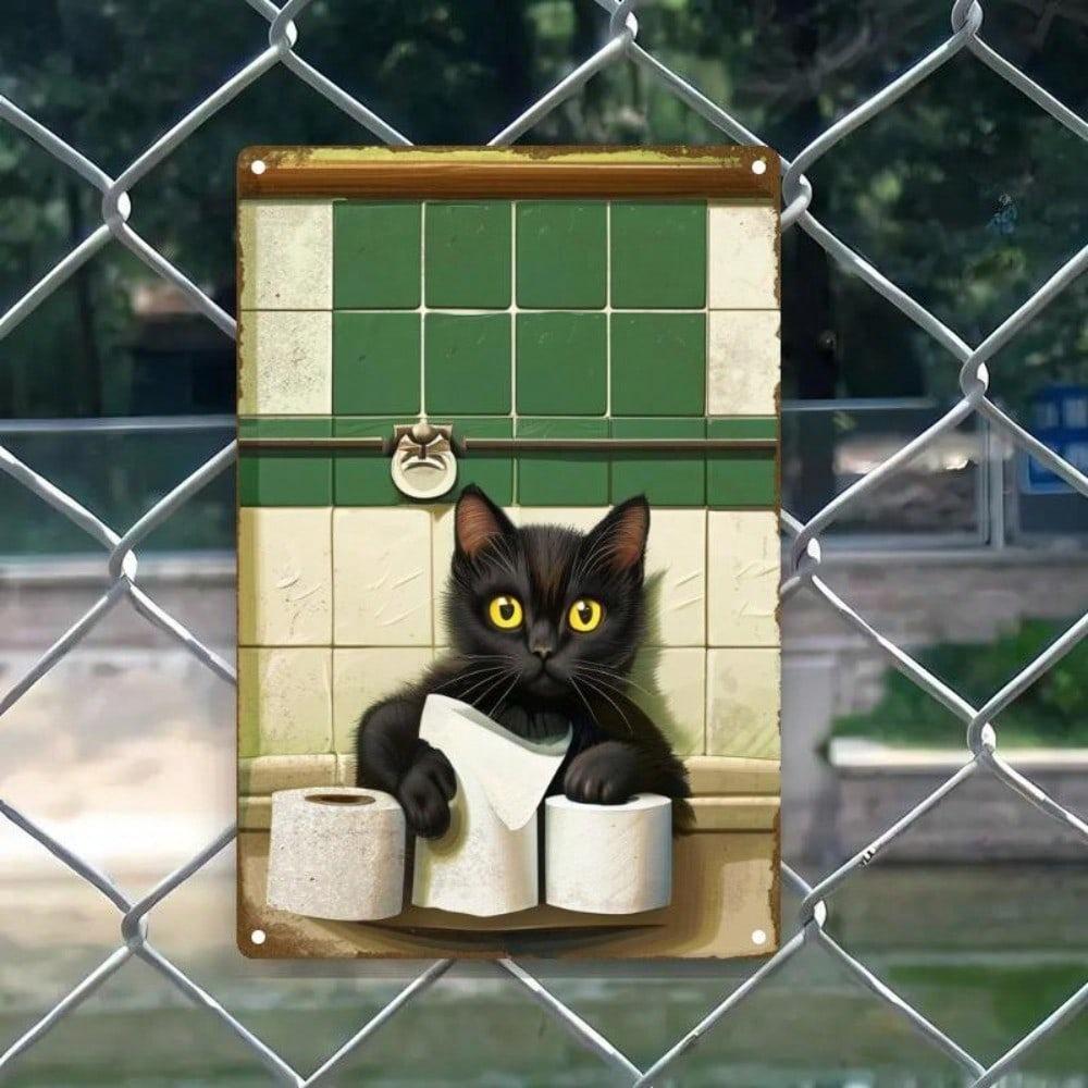 Gothic Black Cat Tin Sign Vintage Wall Decor Metal Art 8x12 Inch Retro Home Bar Cafe