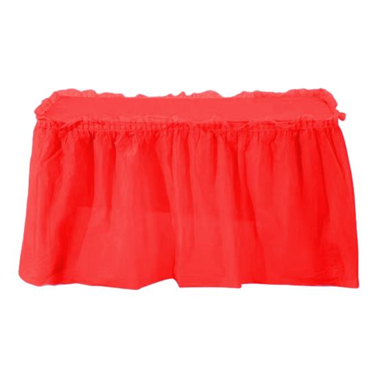 Одноразовая водонепроницаемая юбка для стола с клейкой лентой 420x70 см Прочная пластиковая накидка для свадьбы, дня рождения, вечеринки Легкая уборка Элегантный декор для мероприятия красный