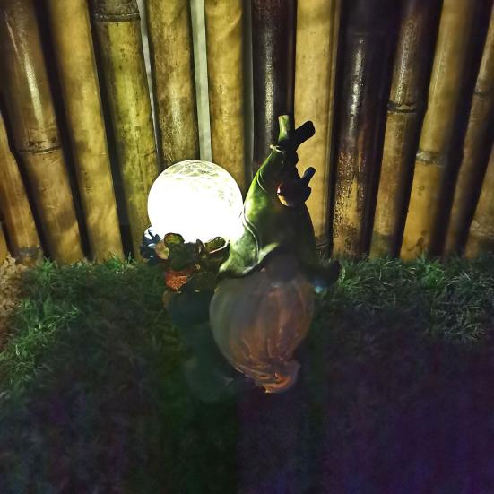 Gnome Statue with Glowing Crack Ball Solar Lights Resin Colorful Dwarf Figurine Ornaments Weatherproof Gnome