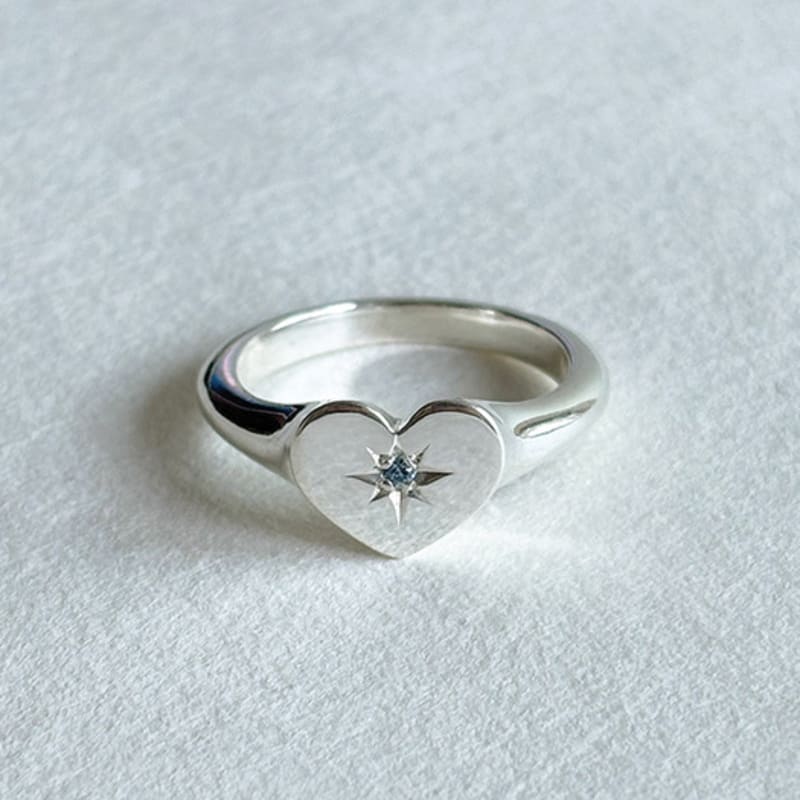 eveningbell [silver925] birthstone Love crest ring (glossy/2 colors)