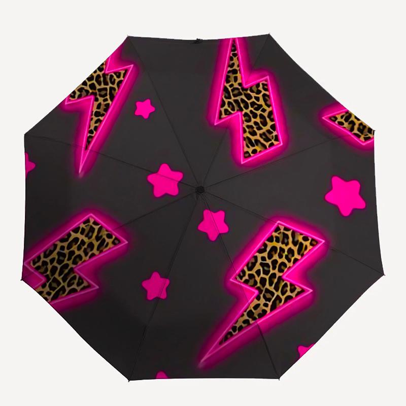 

1pc Leopard LightningAutomatic Open/close Umbrella, 8-Rib sturdy structure, Portable Travel Umbrella, Parties, Everyday Usec91