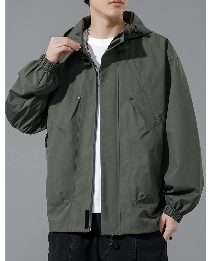 OKJCON Ensfarvet Plussstørrelse Herre Høst/Vinterfrakk, Casual, Business, Stilig, (3XL, Grønn)