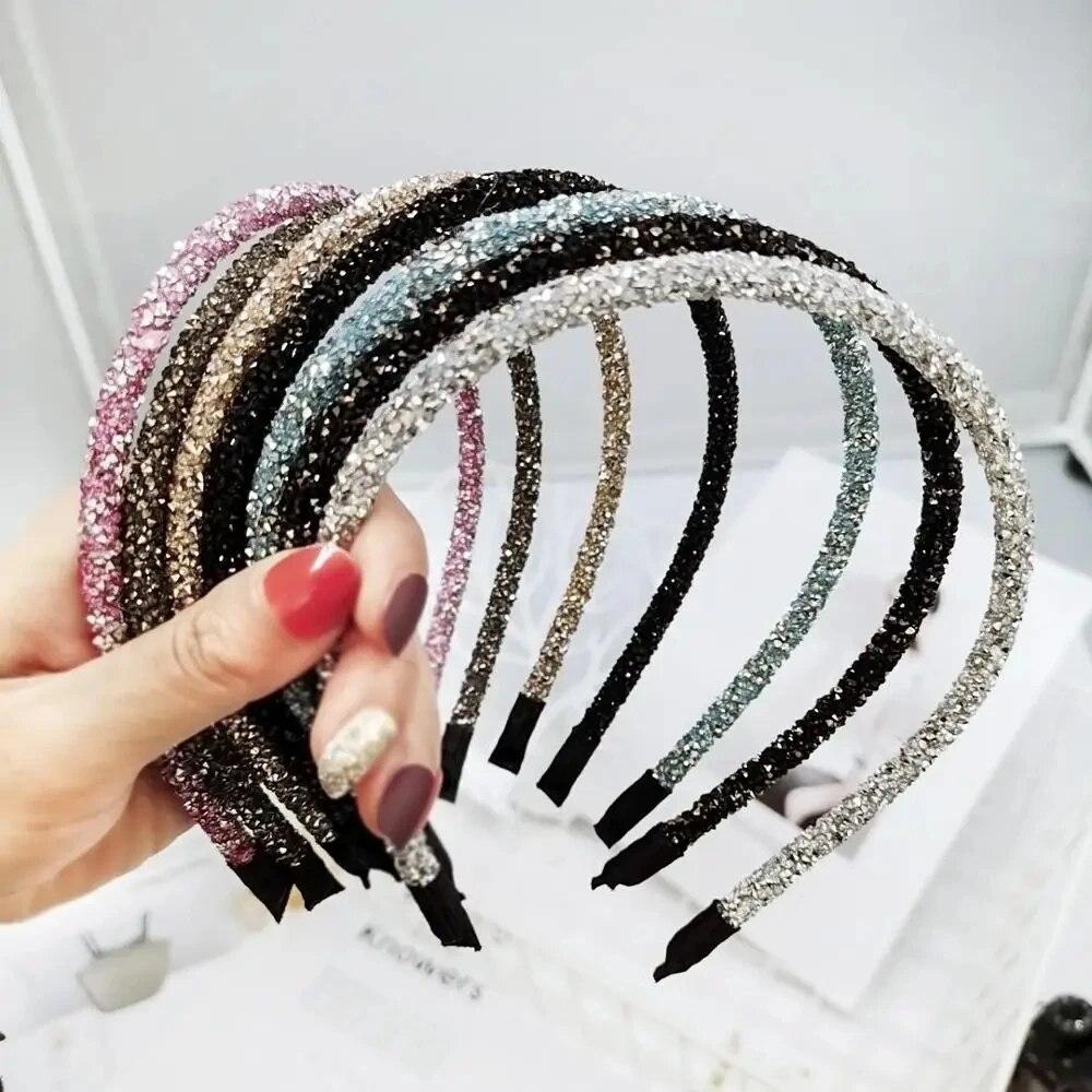 6Pcs Fashion Korea Crystal Soft Headband for Women Rhinestone Hairband Beads Bezel Girls Hair Accessories Simple Headwear