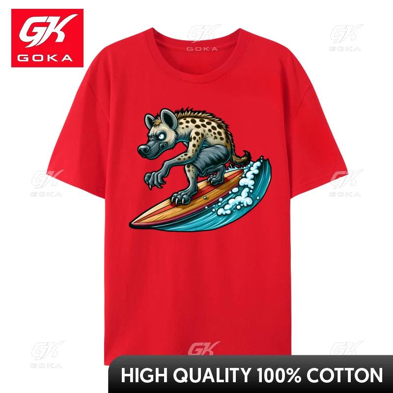Cool Hyena Surfing on A Surfboard Beach Fun Hot Sale Unisexs TShirt Casual Unique Tops Shirt Cotton Normal Sweatshirts S