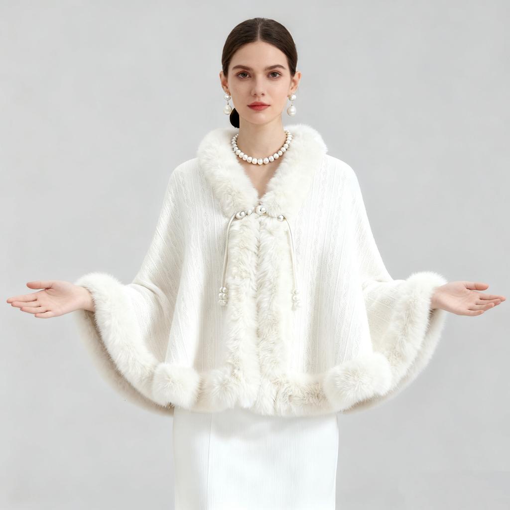 New Velvet And Thick Fur Collar Shawl For Women To Keep Warm