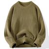Men's Crew Neck Sweater Solid Color Trend Thickened Knitwear Autumn and Winter Casual Warm Sweater Men's Long Sleeve Vest