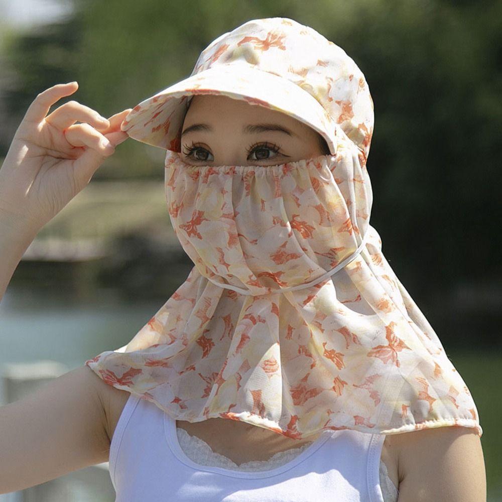 Ear Flap Women Sun Hat Flower Tea Picking Hat Casual Neck Protective Cover Cap Summer