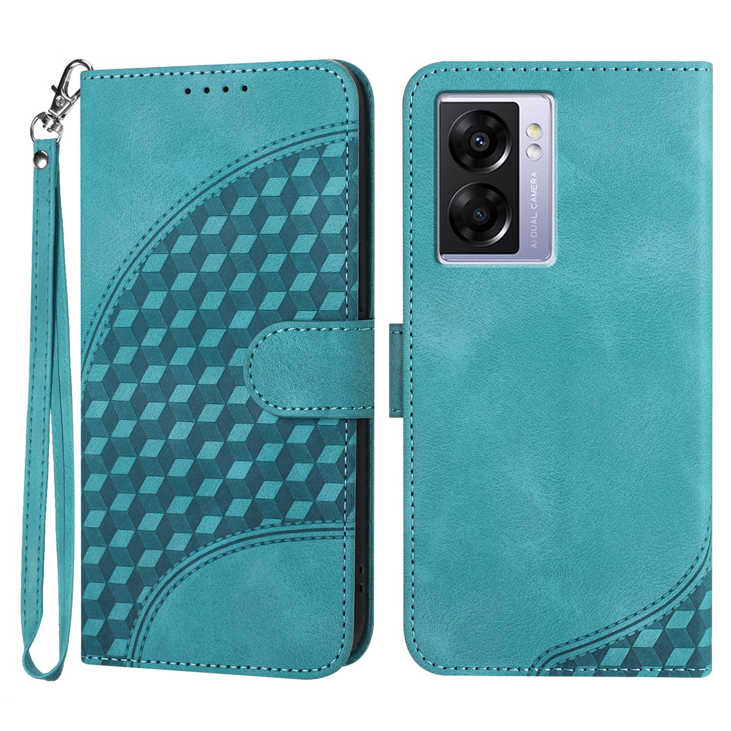 

YX0060 For Oppo A57 (2022) 5G/A57 4G/A77 5G Phone Case Wallet Leather Phone Cover Baby Blue