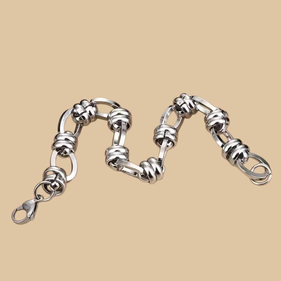 [Stainless Steel Bracelet] 304 Stainless Steel Link Bracelet - Modern Geometric Chain Unisex Jewelry - 1pc