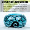 Ceramic Attractively Hand Painted Gorgeous Stoneware Yarn Ball Storage Bowl with Innovative Dispensing Curl  (Greek Blue, Medium)