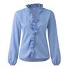 Elegant Women's Fashion Long Sleeve Solid Color Comfort Ruffle Blouse Shirt