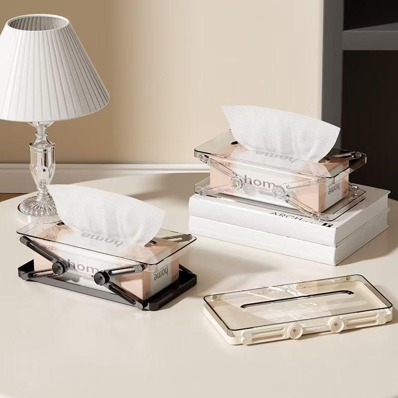 Compact Spring-Loaded Foldable Tissue Box for Home Storage чёрный