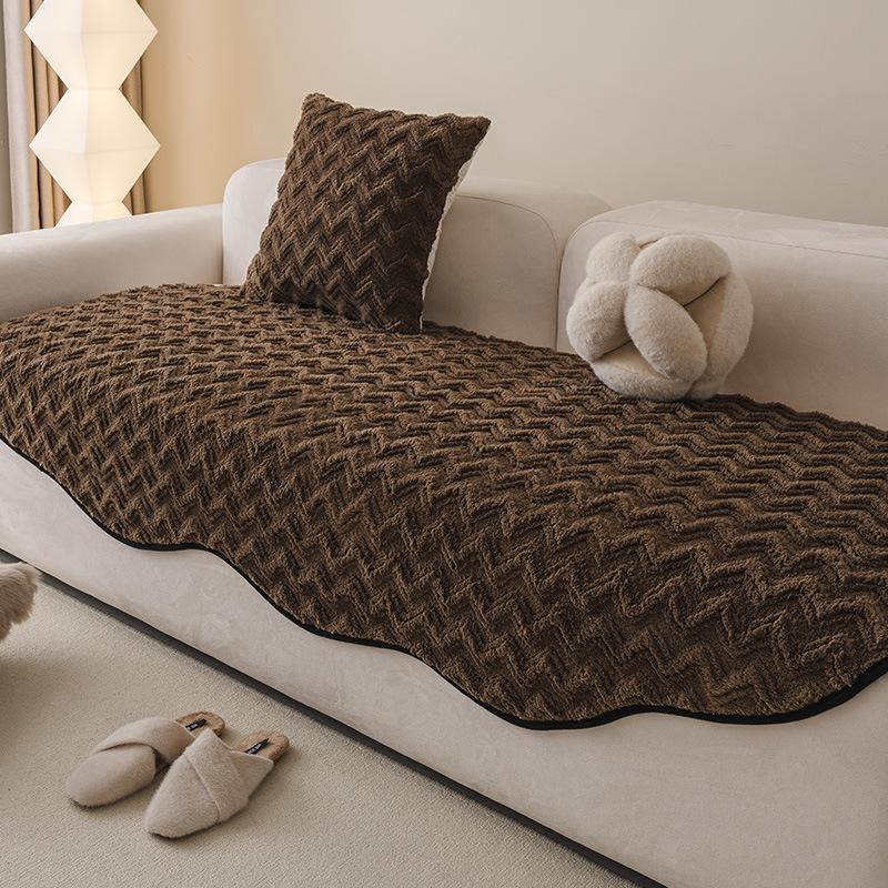 Autumn And Winter Plush Straight Row Sofa Cushion Cross-Border Special-Shaped Irregular Wavy Edge Seat Cushion Warm Non-Slip Sofa Seat Cushion