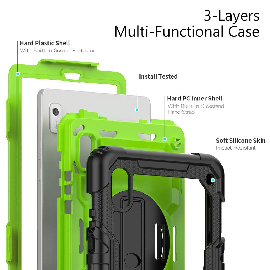 360 Rotatable Kickstand Armor Case for Lenovo M9 2023 9.0 Inch TB-310FU TB-310XU with Screen Protector Hybrid Cover Shockproof