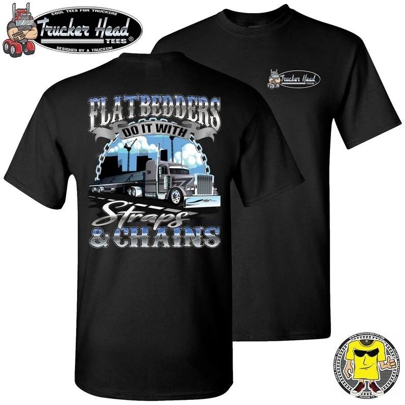 Funny Flatbedder Trucker T-Shirt: Straps & Chains XXXL