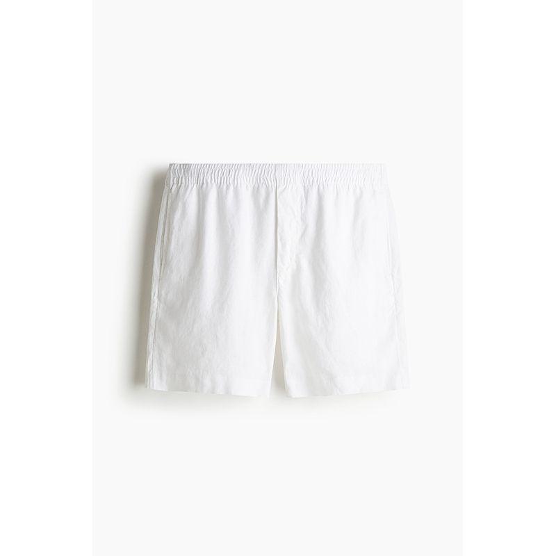 

HM Men s Casual Pants 2025 Fall New Arrival Linen Blend Straight-leg Fashion Commute Leisure Shorts 1256419 White 180/106