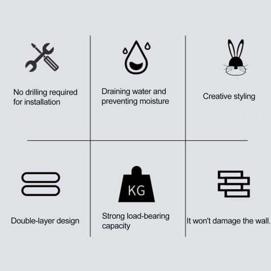 Wall Mounted Soap Dish Double Layer Design Strong Load-bearing Easy Installation Sponge Holder Bathroom Soap Rack