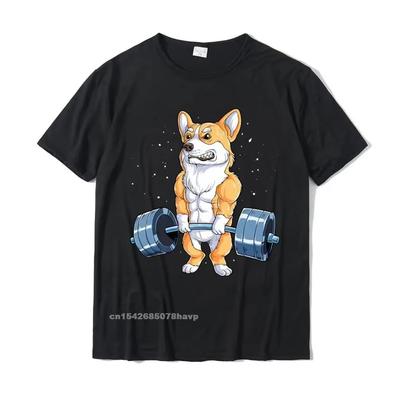 Corgi Gewichtheben Lustig Kreuzheben Herren Fitnessstudio Workout Premium T-Shirt Design T-Shirt Niedlich Baumwolle Herren T-Shirt Hip Hop