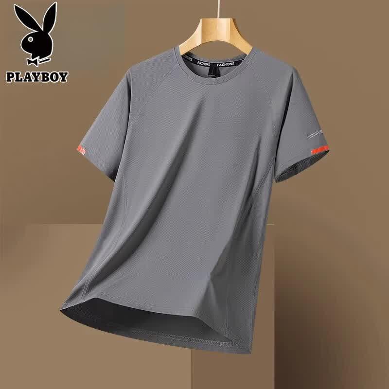 PLAYBOY Men's Ice Silk Breathable Short Sleeve T-Shirt