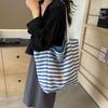 Women's 2024 Large Striped Canvas Tote Bag for Commuting & College Students