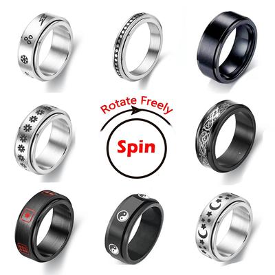 Spinnerringe aus Edelstahl, frei drehbar, Anti-Stress-Zubehör, Schmuck, Geschenke