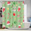 Festive Christmas Shower Curtain Red Green Waterproof Fabric, Xmas Decorative Pattern for Bathroom Window Easy Hanging Shower Cu