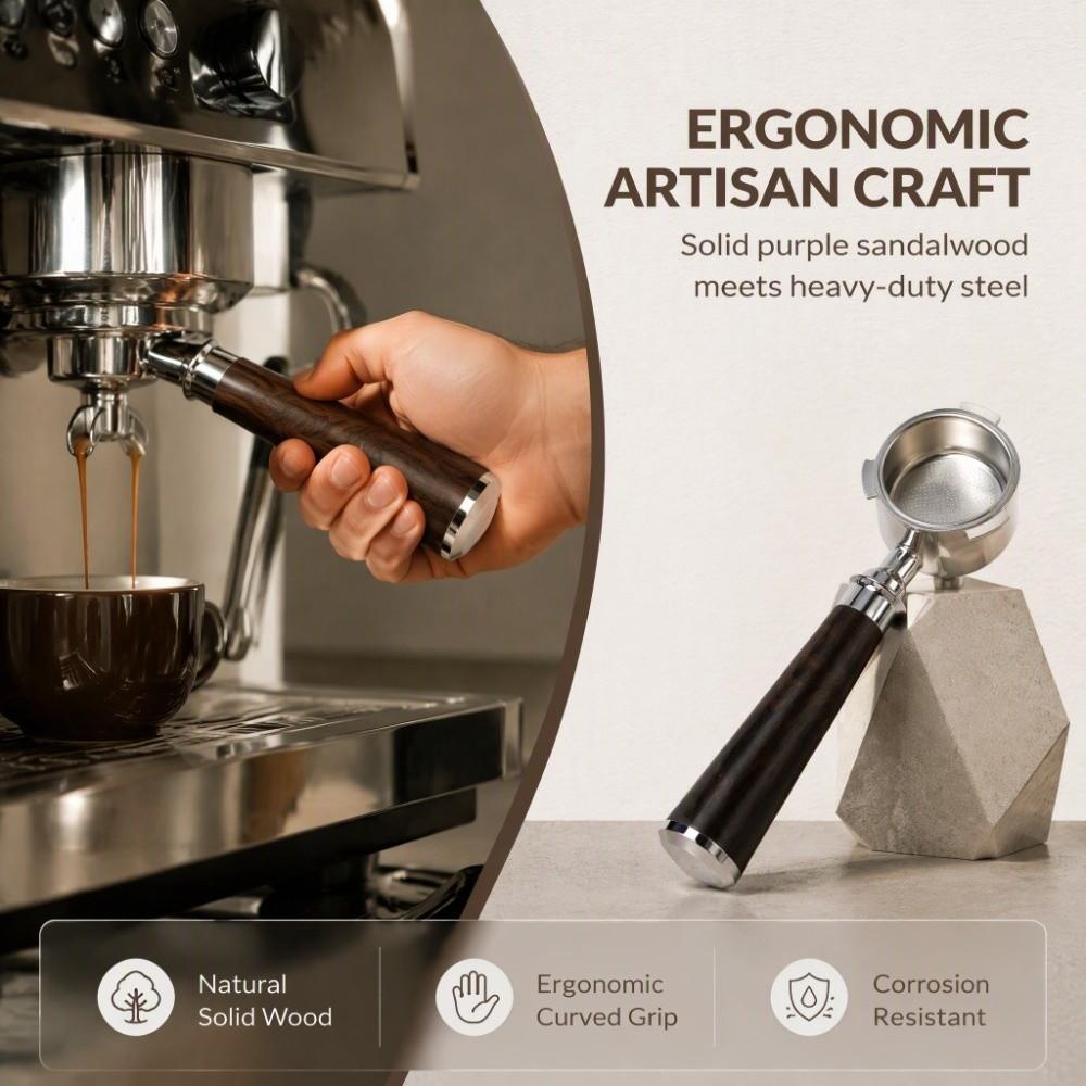 Stainless Steel and Wooden Handle Bottomless Portafilter for Delonghi EC0680 Espresso Brewing