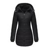 Women’s Hooded Jacket Cotton Padded Light Rain Water Resistant Zipper Closure Windproof Puffer Coats Hidden Side Pockets Winter Long Outwear