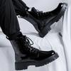 Fashion 2025Leather Boots for Men Round Toe Mid Calf Lace Up Height Increasing Spring Autum Newest Sewing Casual Fashion Shoes