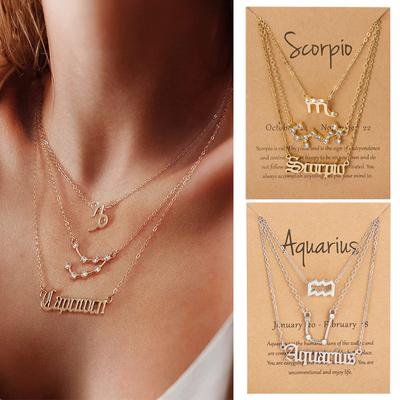 Vogue Geschenke 1 Stück Gold Silber Herren Damen Mädchen Schmuck Anhänger Halskette Anhänger 12 Sternzeichen