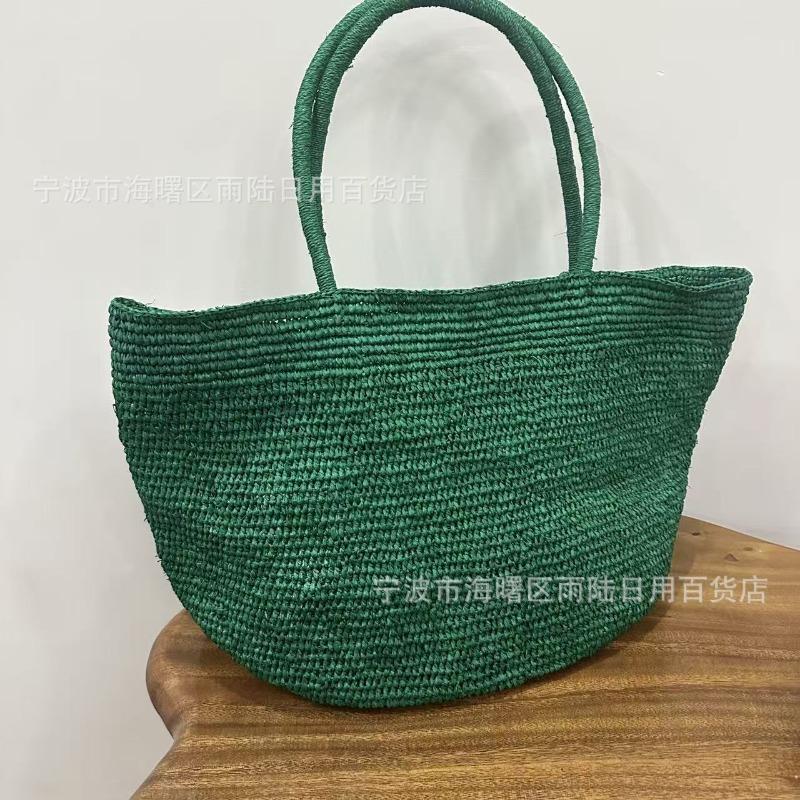 Borsa a mano in rafia intrecciata a mano di grande capacità da donna, estiva, semplice, in paglia, a mano/spalla, borsa da spiaggia
