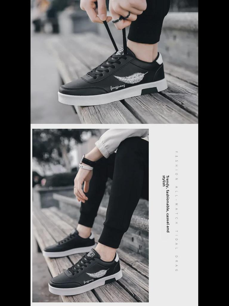 2024 Stylish Men's Low-Top White Shoes: Versatile, Breathable, Lightweight Korean-Inspired Spring/Summer Sneakers