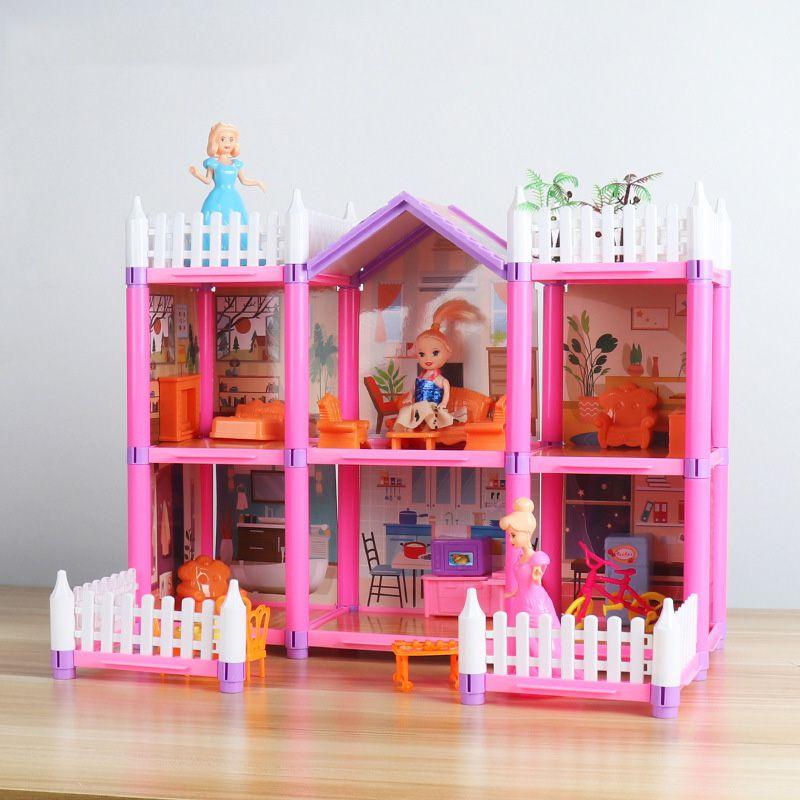 Colorful Led Light Huge Dollhouse 14 Rooms 7 Designs Perfect Gift For Girls