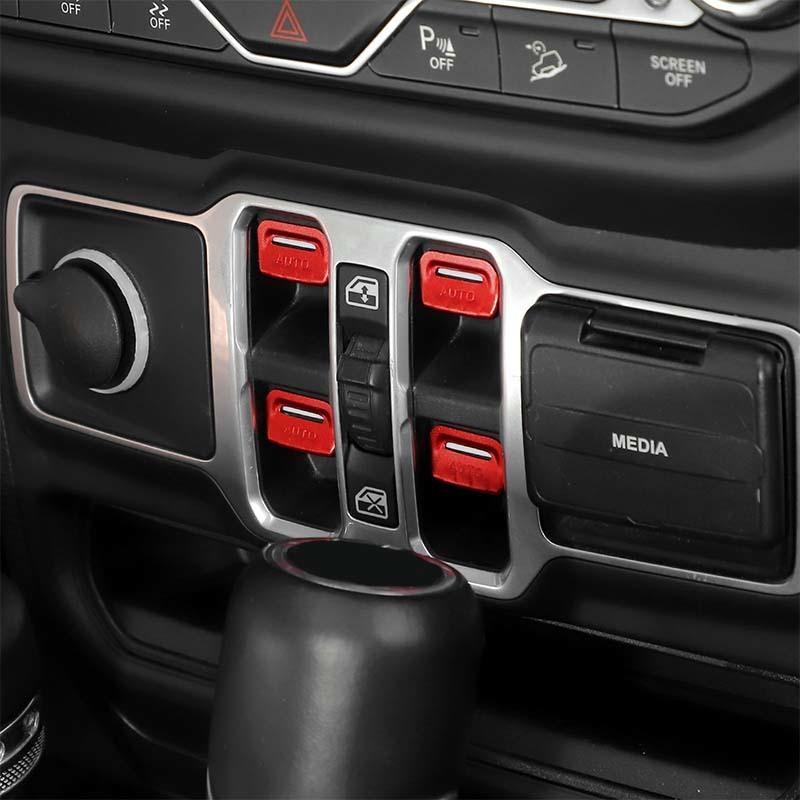 Fönsterkontrollknapp Dekoration Dekorativt Skydd Klistermärke Passar För Jeep Wrangler JL För JT Gladiator 2018 Och Upp Interiörtillbehör