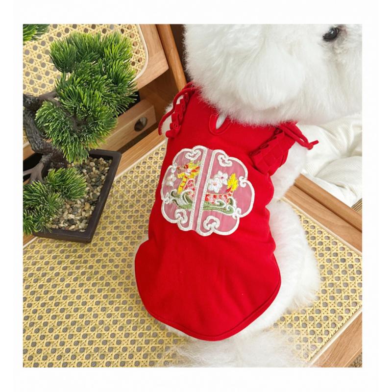 New Chinese Style Pet Dog Clothes Embroidered Pet Dog Cat Clothes Teddy Bichon Poodle Small Medium Dogs Tassel Vest Autumn