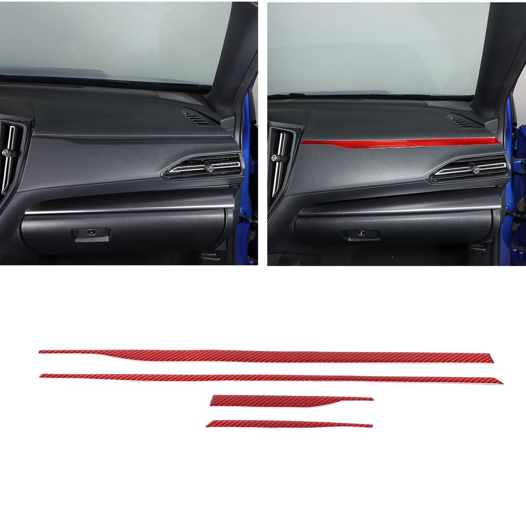 Red Carbon Fiber Interior Side Dashboard Trim Cover For Subaru WRX -24