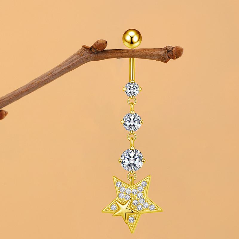 Modische Pentagramm Bauchnabelringe Edelstahl Langes Anhänger Schmetterling Herz Bauchnabelpiercing Ring Für Frauen Körperschmuck