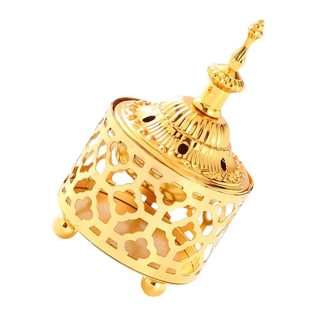 Arabic Incense Bowl Vintage Metal Burner with Lid for Meditation Office Ambiance and Relaxation