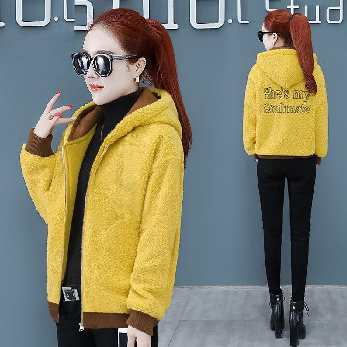 Imitation Lambswool Padded Coat Female Winter Latest Korean Version of Relaxed Fit Coat Small Fragrant Hooded Coat