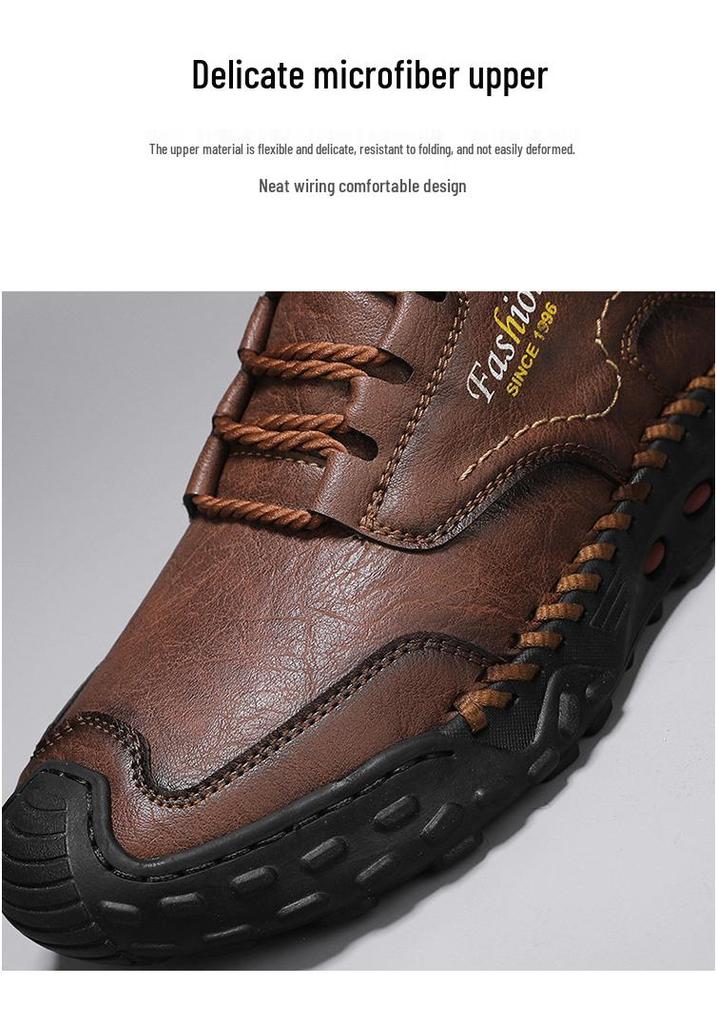 Men's Plus Size Ultra-fiber Casual Low-top Hand-stitched Shoes