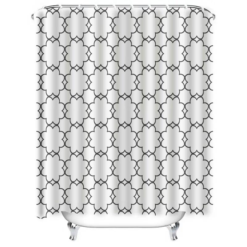 

Scandinavian Geometric Shower Curtain-Black/White Texture With 12 Grommeting For Modern Bathroom Decor Shower Curtains 180X200 W60H190(CM)-1 Pcs