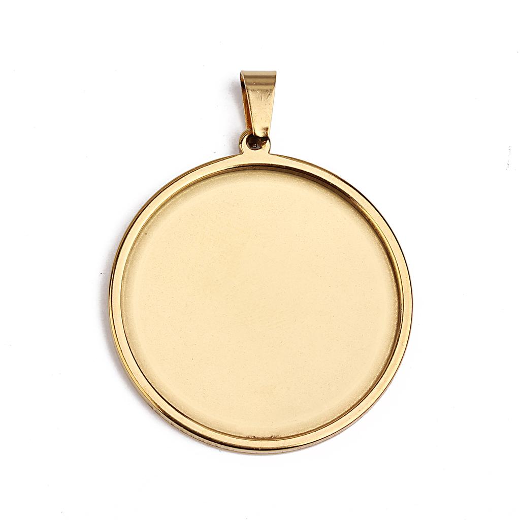 5pcs/lot Fit 20/35/40mm Stainless Steel Pendant Cabochon Cameo Base Tray Bezel Blank For Demo Cabochons Jewelry Making Supplies