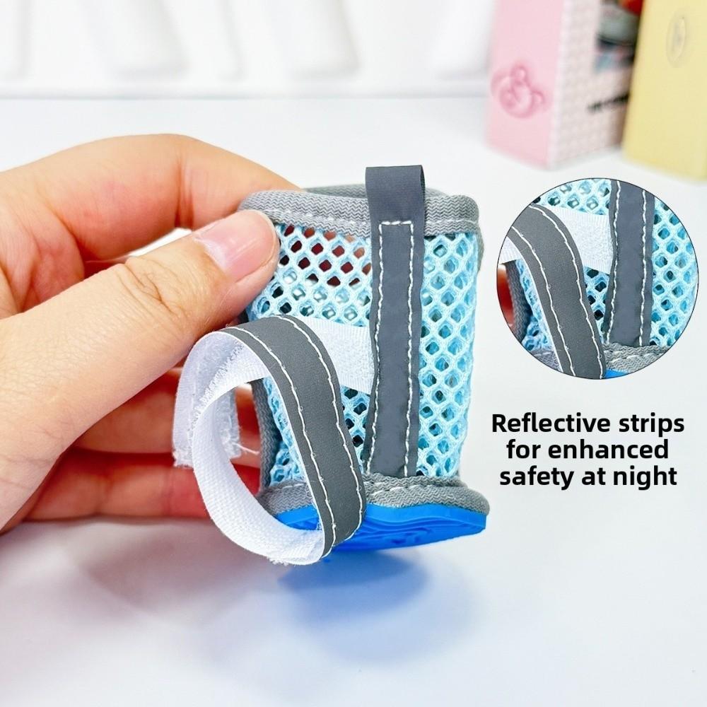 4Pcs Non-Slip Pet Net Boots Breathable Dog Paw Protectors Fashion Puppy Foot Covers All-season Use