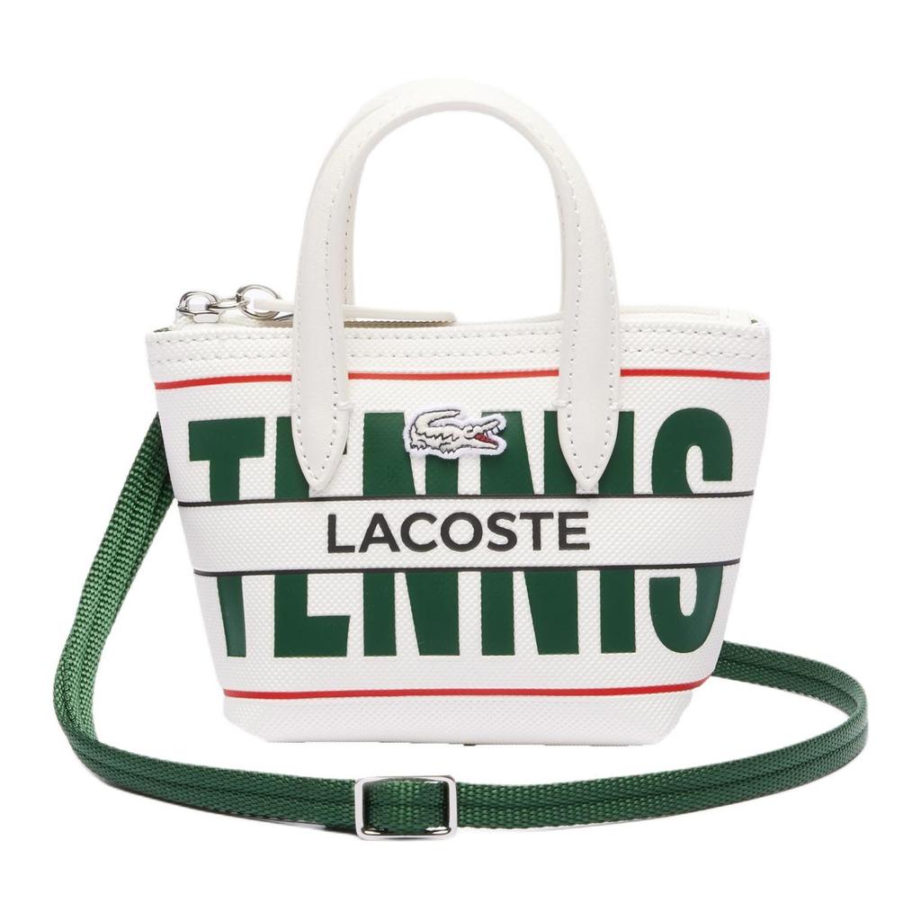 Lacoste Mode Lässig Reißverschluss PVC Umhängetasche Crossbody Tasche Tragetasche Mini Damen Taschen Off-White NF4386SJ-998
